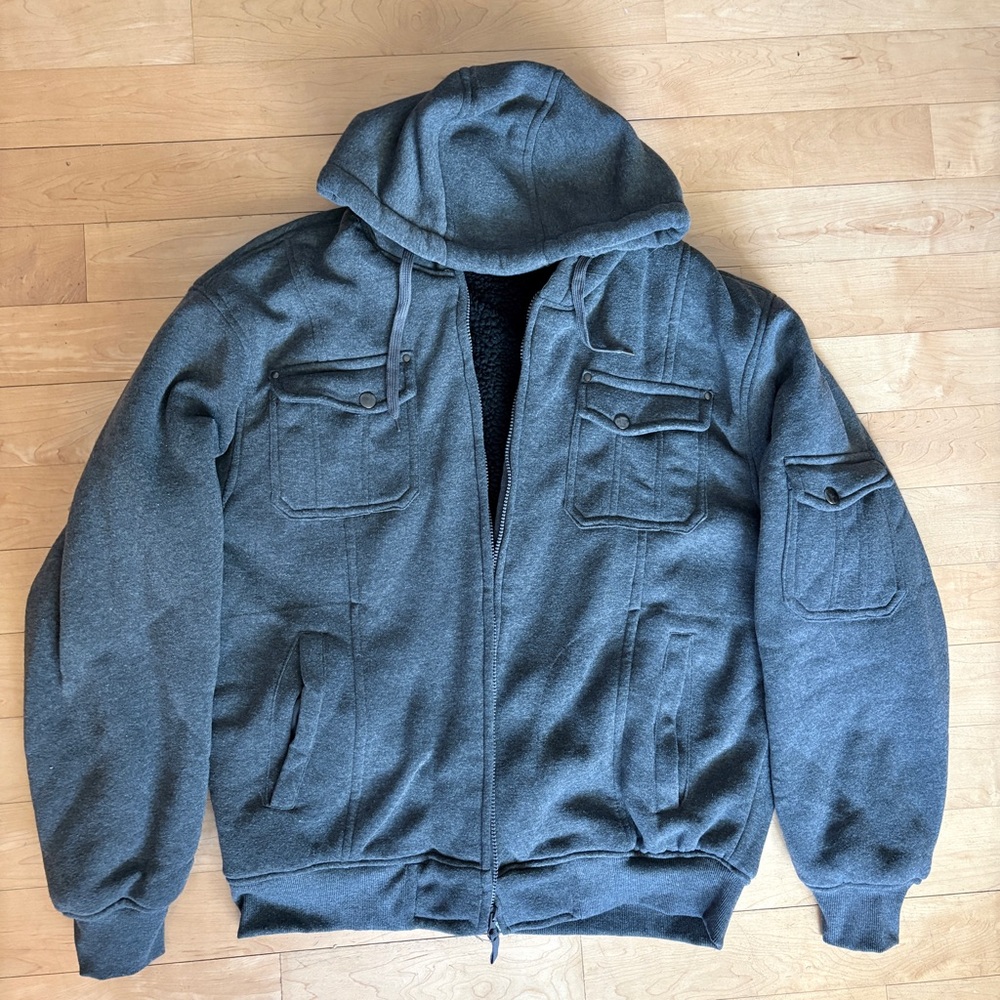 NEW Men’s XXL sherpa sweatshirt jacket